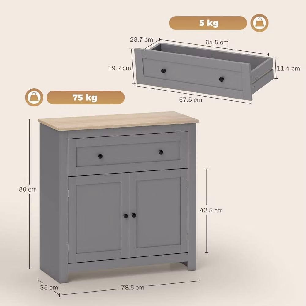 Wyld Haus Venisa Modern Grey and Oak Sideboard with Drawer and Double Doors – 3