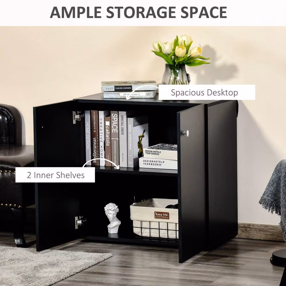 STILVORA Modern Black Matt MDF Storage Cabinet – 3