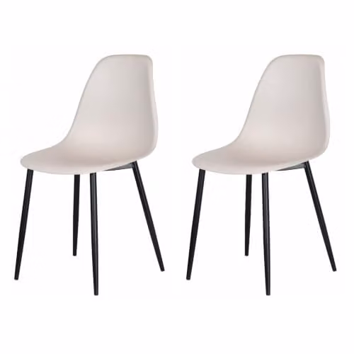 Core Products Aspen Set of 2 Calico Armless Dining Chairs with Plastic Seats and Metal Frames – 1
