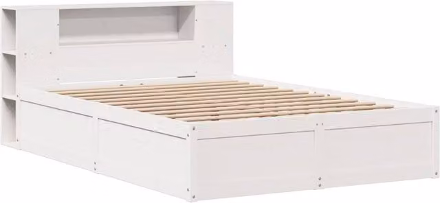 Berkfield Home Beautiful Solid Wood Pine Bed Frame in White, W/D/H: 160 x 200 x 82 cm – 1