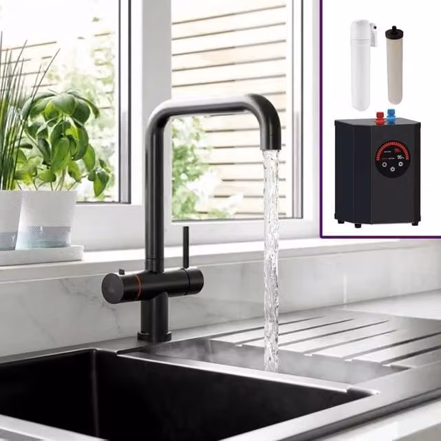 Nes Home 3 in 1 Single Lever Boiling Water Kitchen Tap Set in Matte Black