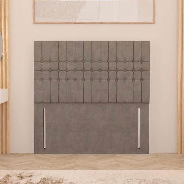 Somnior Beds Ltd Lexington Plush Velvet Superking Floor Standing Upholstered Headboard in Silver Grey