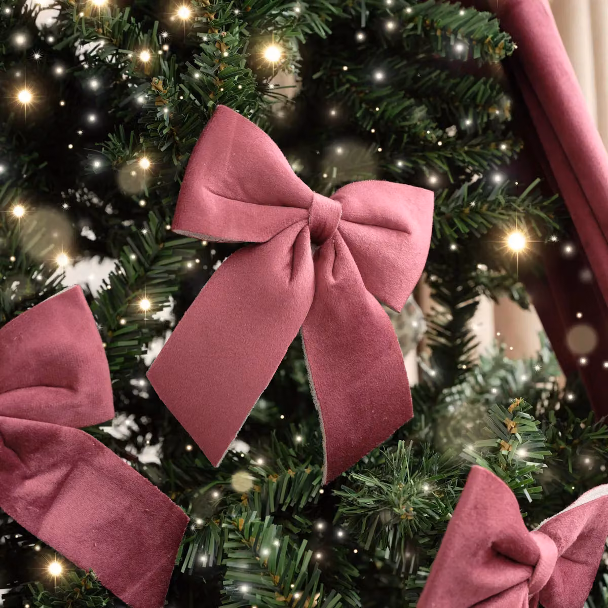 Melody Maison Set of 4 Red and Pink Vintage Christmas Bows – 4