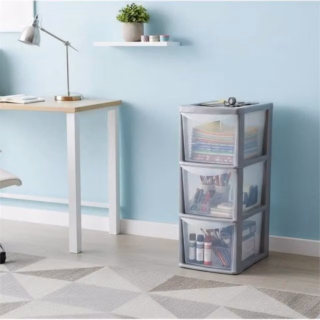 Nordara 3 Tier Silver Plastic Compact Vertical A5 Storage Organiser