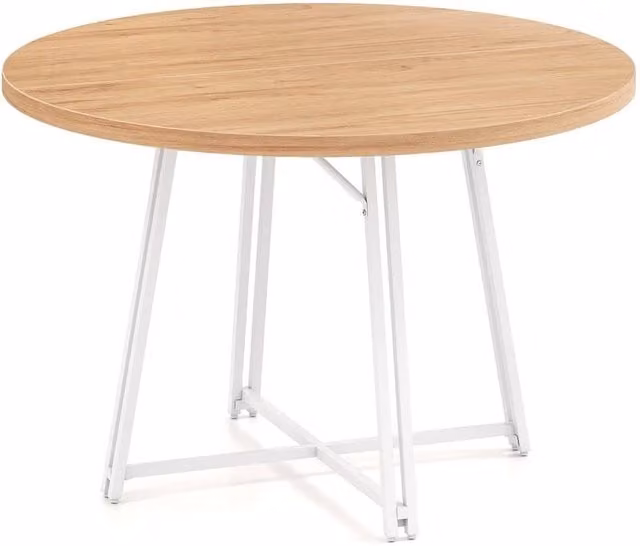 NESTLUNE Round Modern Wood Kitchen Dining Table in Brown – 1