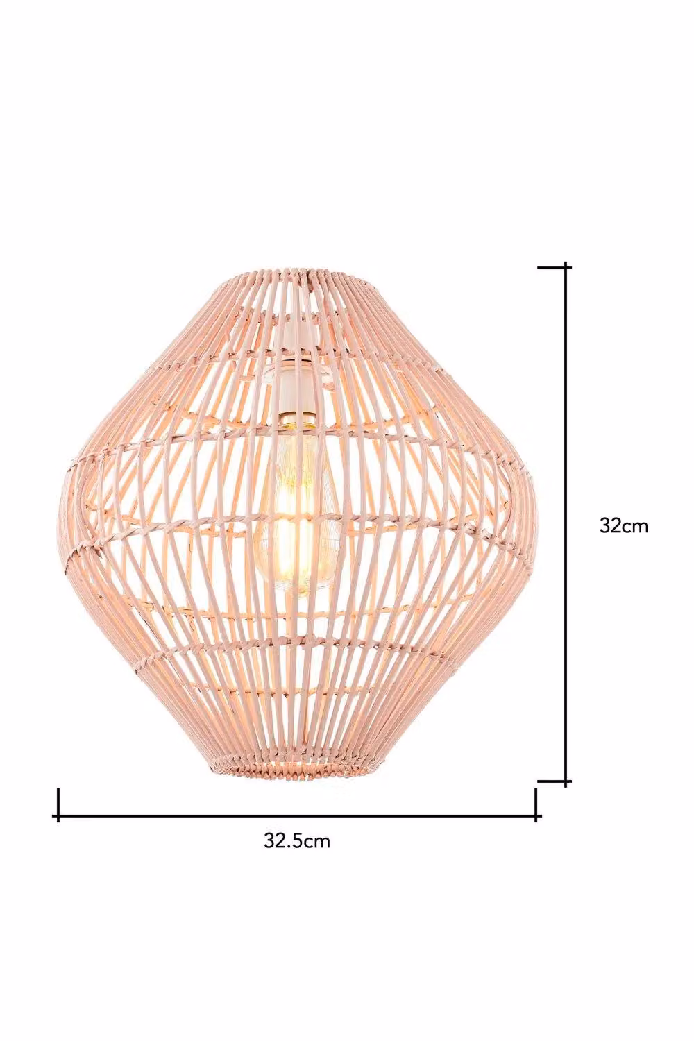 BHS Lighting Bobbin Easy Fit Bamboo Drop Light Shade in Pink – 2