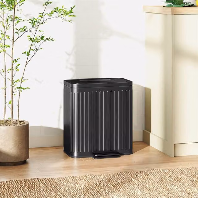 EONLION Black Double Kitchen Pedal Bin with 2 x 20L Capacity, Width: 100 cm – 1