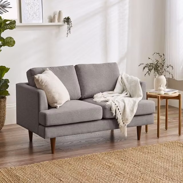 FurnitureboxUK Fleur 2 Seater Fabric Living Room Sofa in Beige