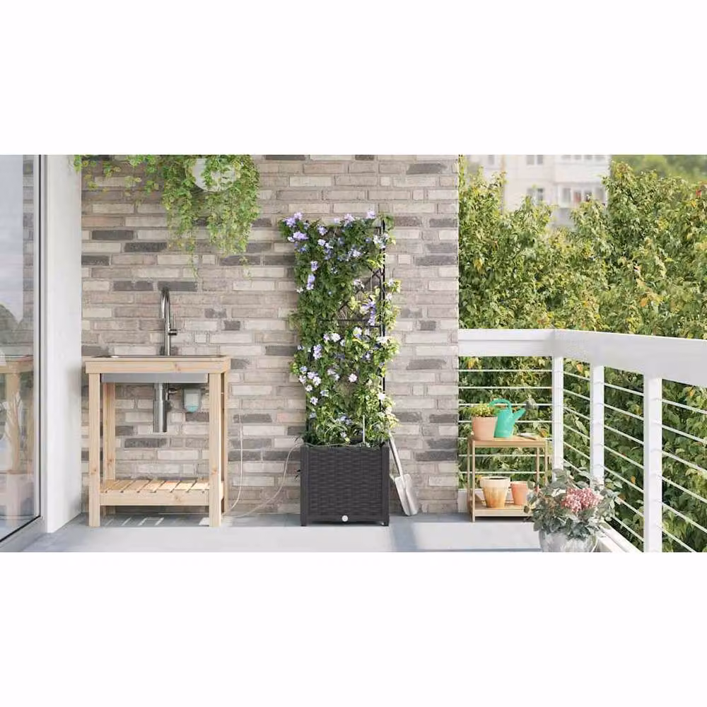 Berkfield Home Black Garden Planter with Water Irrigation System – 3