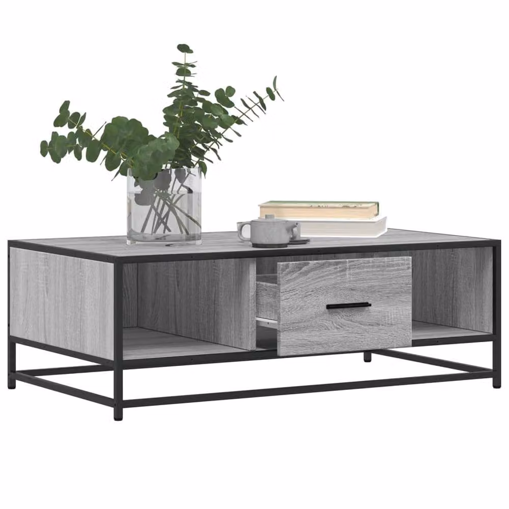 Berkfield Home Grey Sonoma Coffee Table with Metal Sled Base, W: 100 cm, D: 57 cm, H: 35 cm – 3