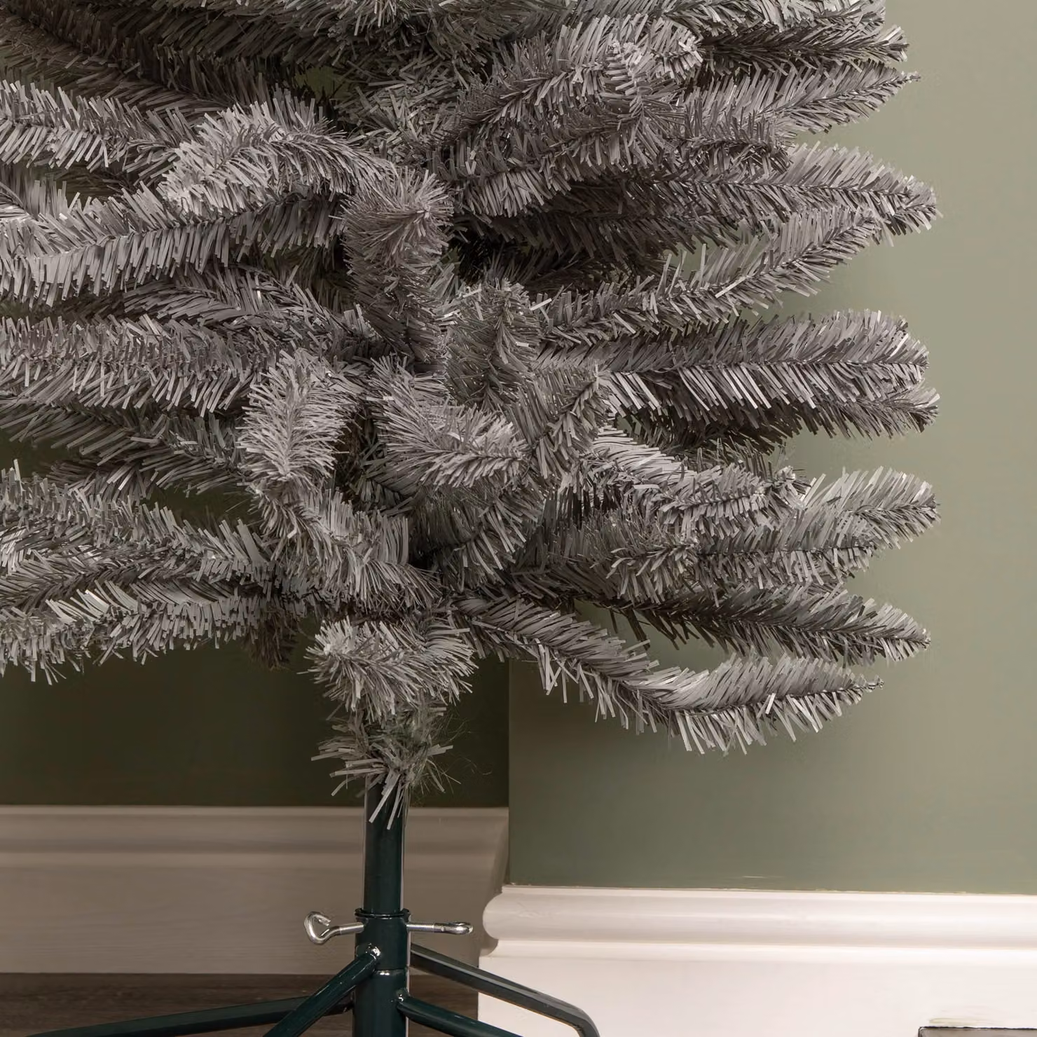 Samuel Alexander 8ft Grey Artificial Pencil Christmas Tree with Green Metal Stand – 2