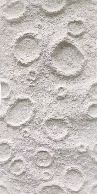 Moon Crater PU Wall Panel in White and Grey with Stone Look Finish, W/D/H: 120 x 60 x 6 cm