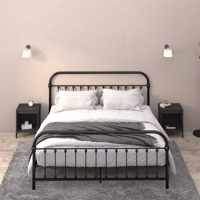 Berkfield Home Set of 2 Black Classic Bedside Cabinets, W/D/H: 40 x 35 x 50 cm