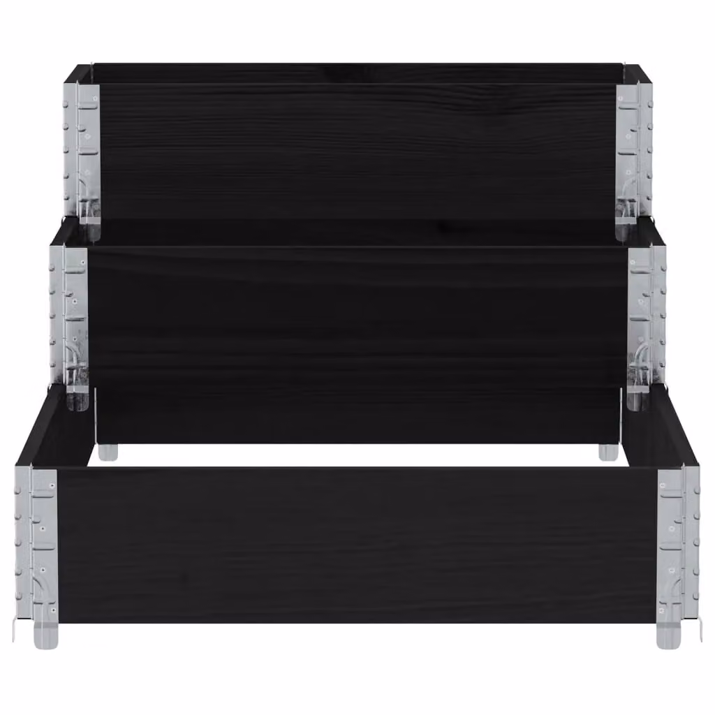 Berkfield Home 3-Tier Raised Bed in Black Solid Wood and Galvanised Steel, W: 120 cm, D: 80 cm – 3