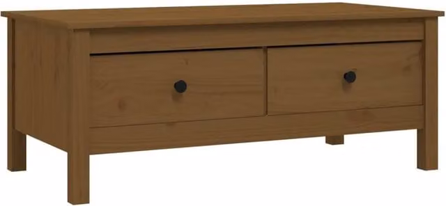 Berkfield Home Rustic Solid Wood Pine Coffee Table, Honey Brown, W: 100 cm, D: 50 cm, H: 40 cm – 1