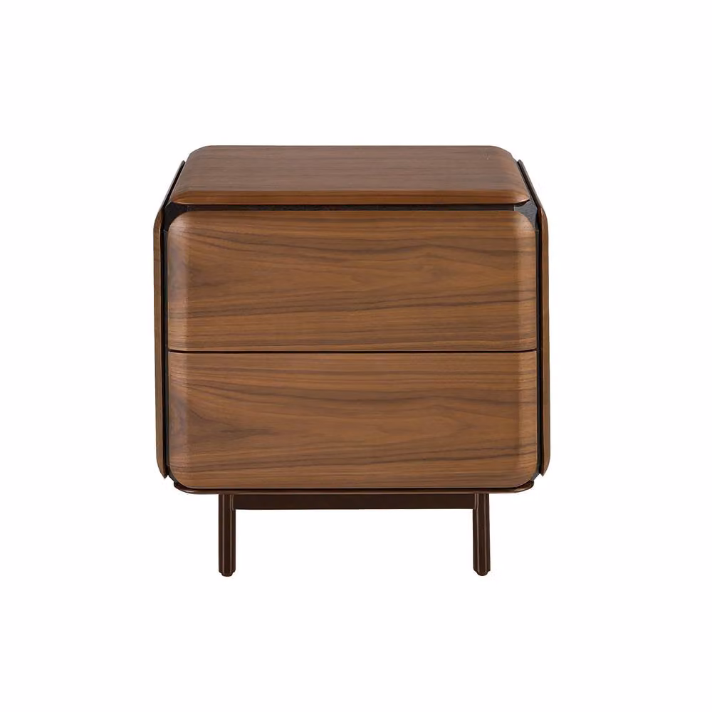 Angel Cerda Modern Bedside Table in Walnut and Brown Metal – 2