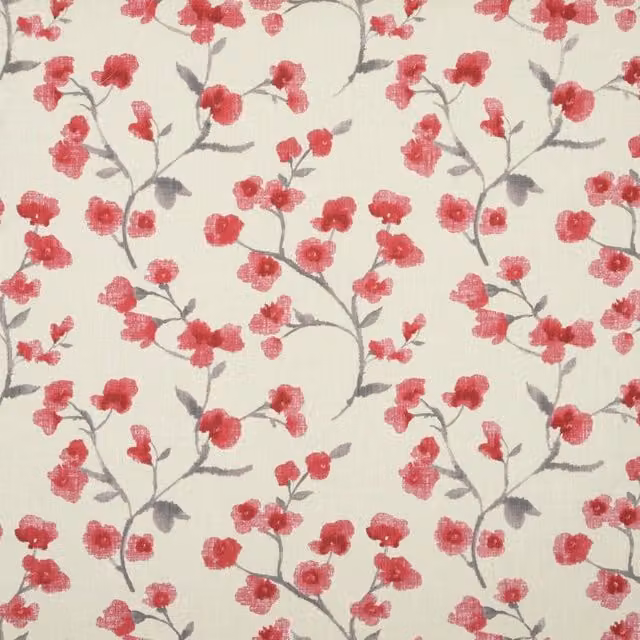 Terrys Como Fabric Cherry Red Floral Cotton Nature Print