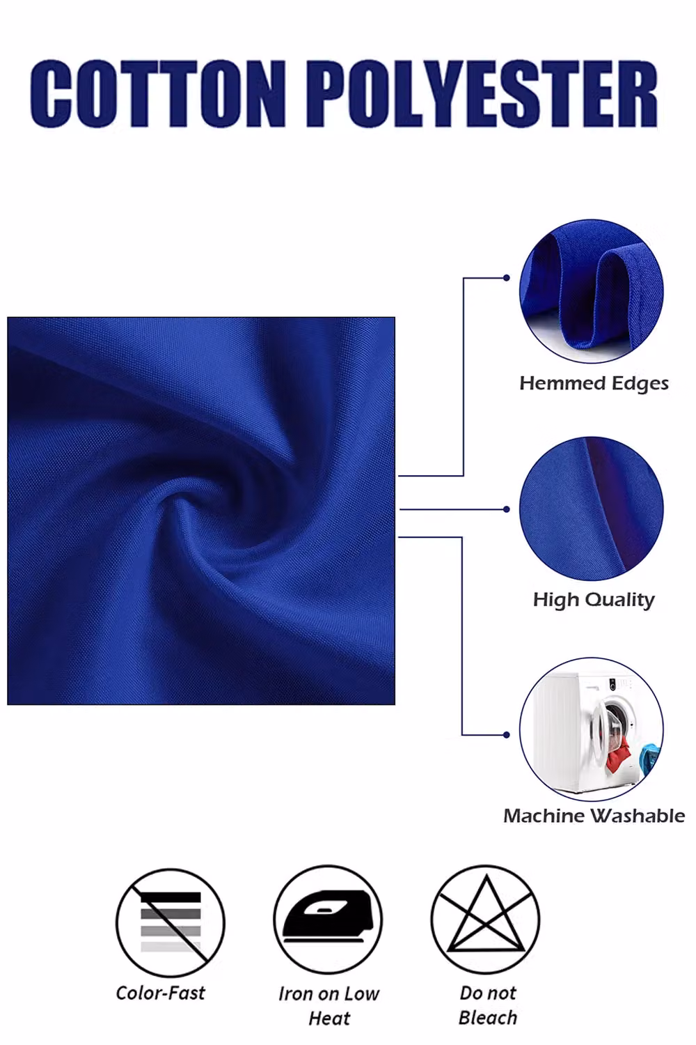 Neel Blue Reusable Polyester Table Napkins in Blue, W/D/H: 50 x 50 x 0.2 cm – 2