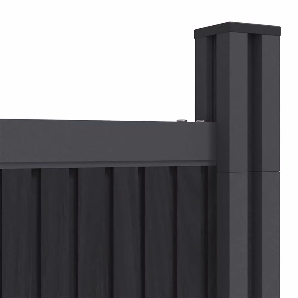 Berkfield Home Grey WPC and Aluminium Opaque Rectangular Fence Panel, W: 353 cm, H: 186 cm – 4