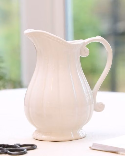 Dibor Vintage Style Ceramic Pitcher in White