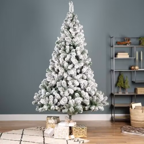 Kaemingk Snowy Imperial Pine Artificial Christmas Tree in White and Green, Height: 120 cm