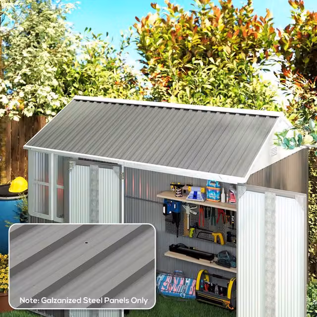 Outsunny Pack of 12 Galvanised Steel Metal Roofing Sheets, Grey – 4