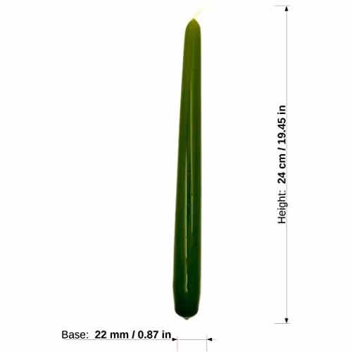 SolaDirect Unscented Tapered Dinner Candles in Green, Pack of 10, Height: 24 cm – 3