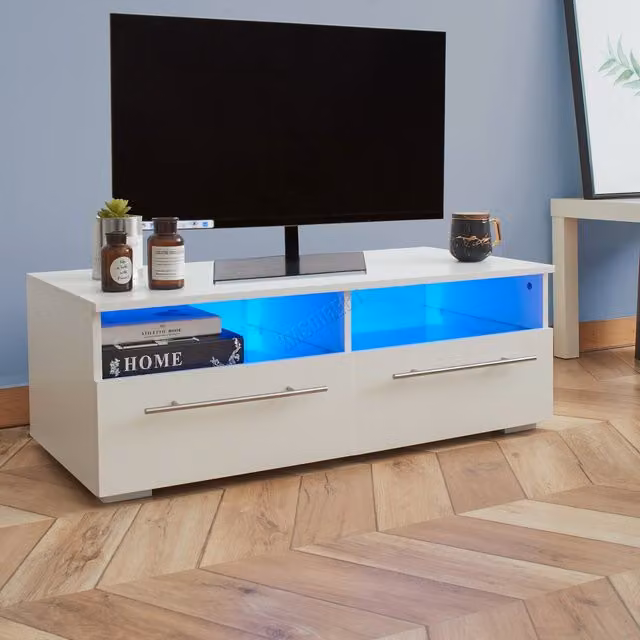 WestWood Modern High Gloss LED TV Cabinet in White