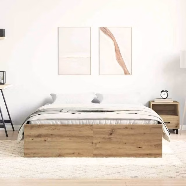 Berkfield Home Artisan Oak Durable Bed Frame in Brown, Small Double, 120 x 200 cm
