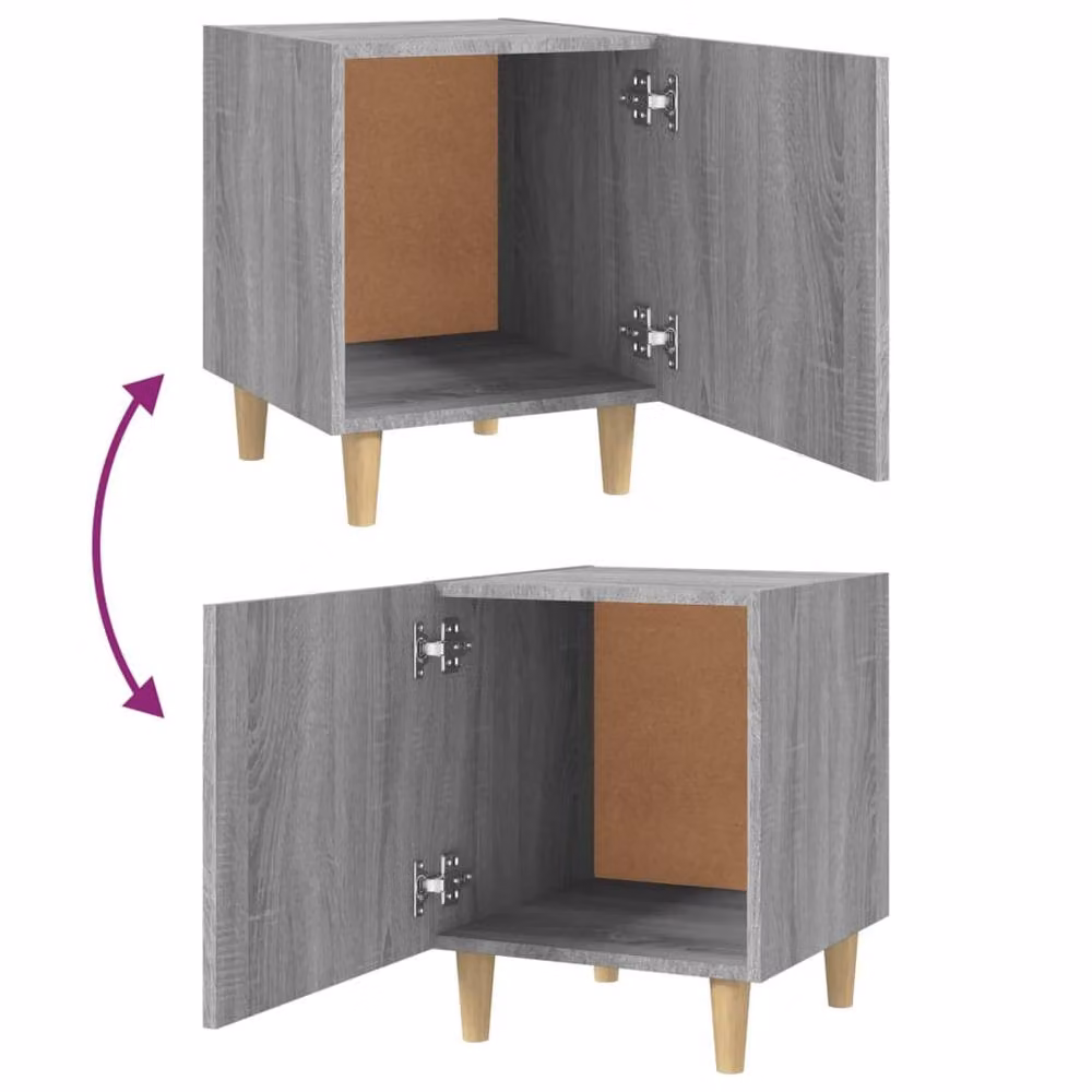 Berkfield Home Set of 2 Grey Sonoma Bedside Cabinets in Engineered Wood – 3