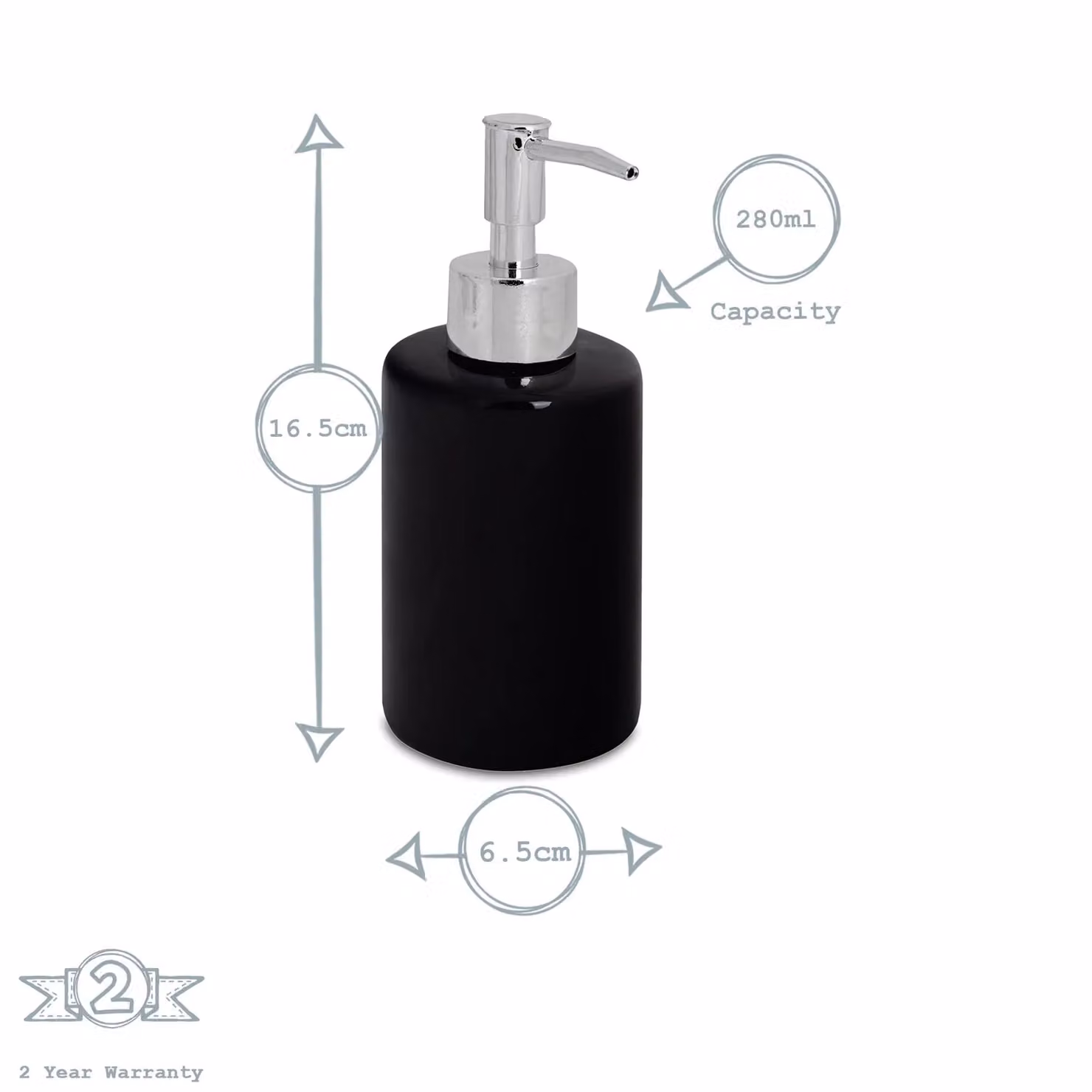 Harbour Housewares Black Ceramic Soap Pump Dispenser, 280ml – 3