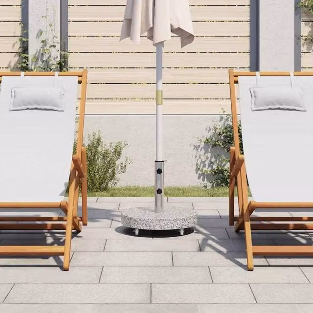 Berkfield Home Round Granite Parasol Base in Grey, 30 kg