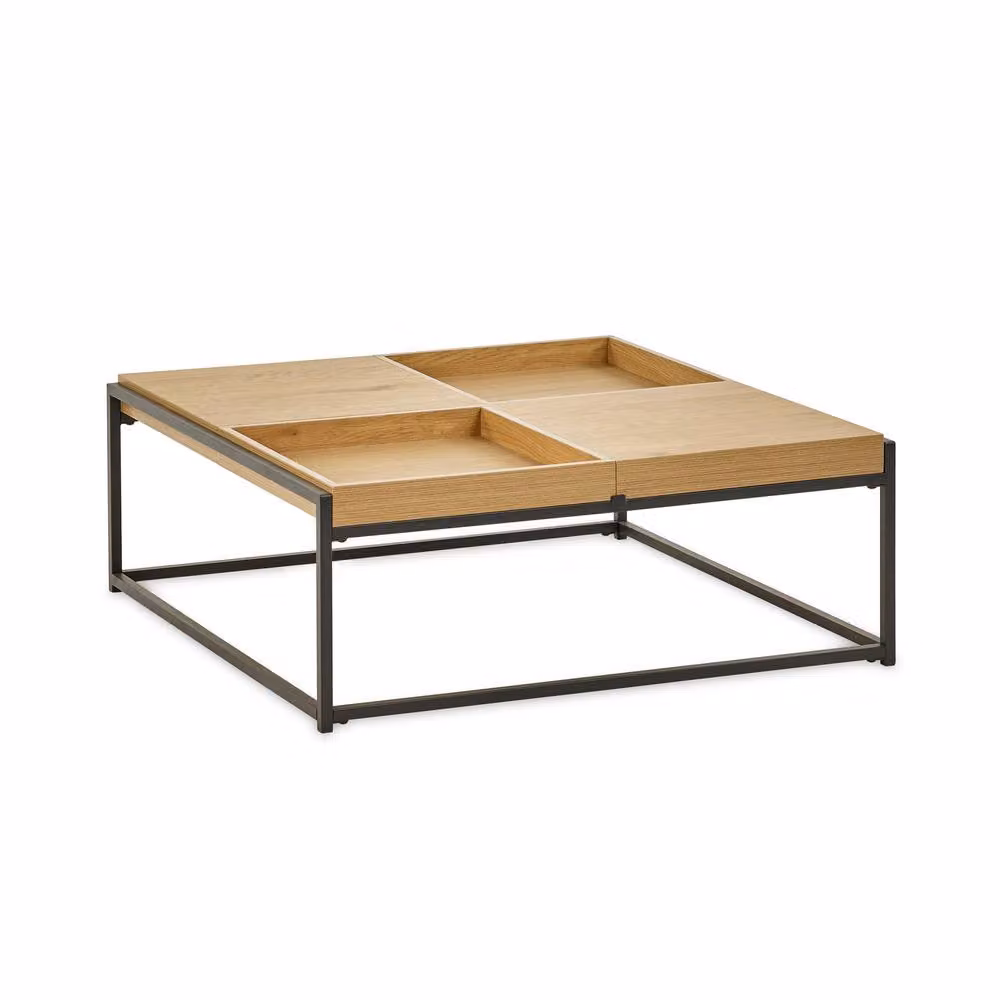 Cheshire Kenmore Square Tray Coffee Table in Brown Light Oak Effect, W/D/H: 83 x 83 x 83 cm – 2