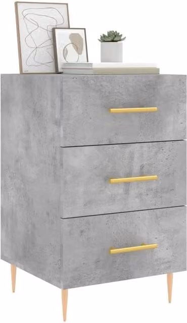 Berkfield Home Modern Bedside Cabinet in Concrete Grey, W/D/H: 40 x 40 x 66 cm