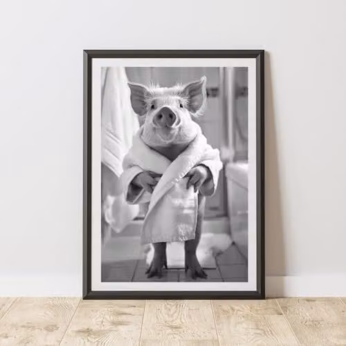 60 Second Makeover Pig Bathrobe Animal Print Paper Poster, A4