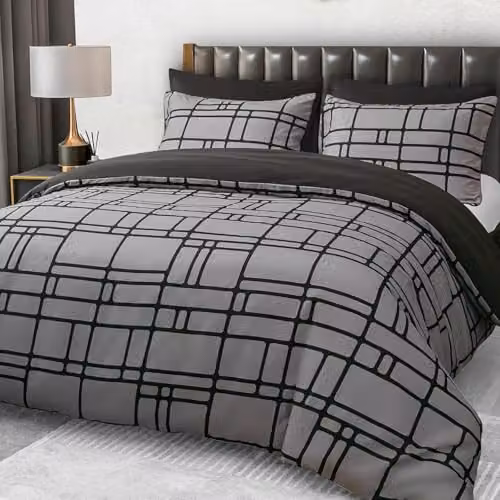 Pamposh Super King Duvet Set in Grey, Premium Brushed Microfibre Bedding with Zipper Closure, Duvet Cover 200 x 200 cm and Pillowcases 50 x 75 cm – 1