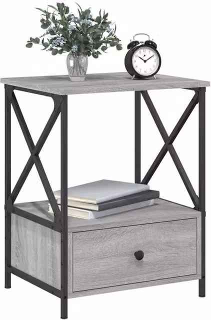 Berkfield Home Set of 2 Grey Sonoma Bedside Tables, W/D/H: 50 x 41 x 65 cm