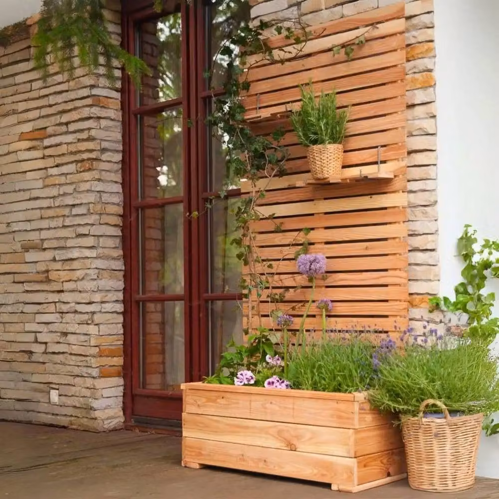 Jagram Garden Buildings Larix Larch Garden Planter with Trellis, Brown, W: 43 cm, D: 89 cm, H: 117 cm – 2