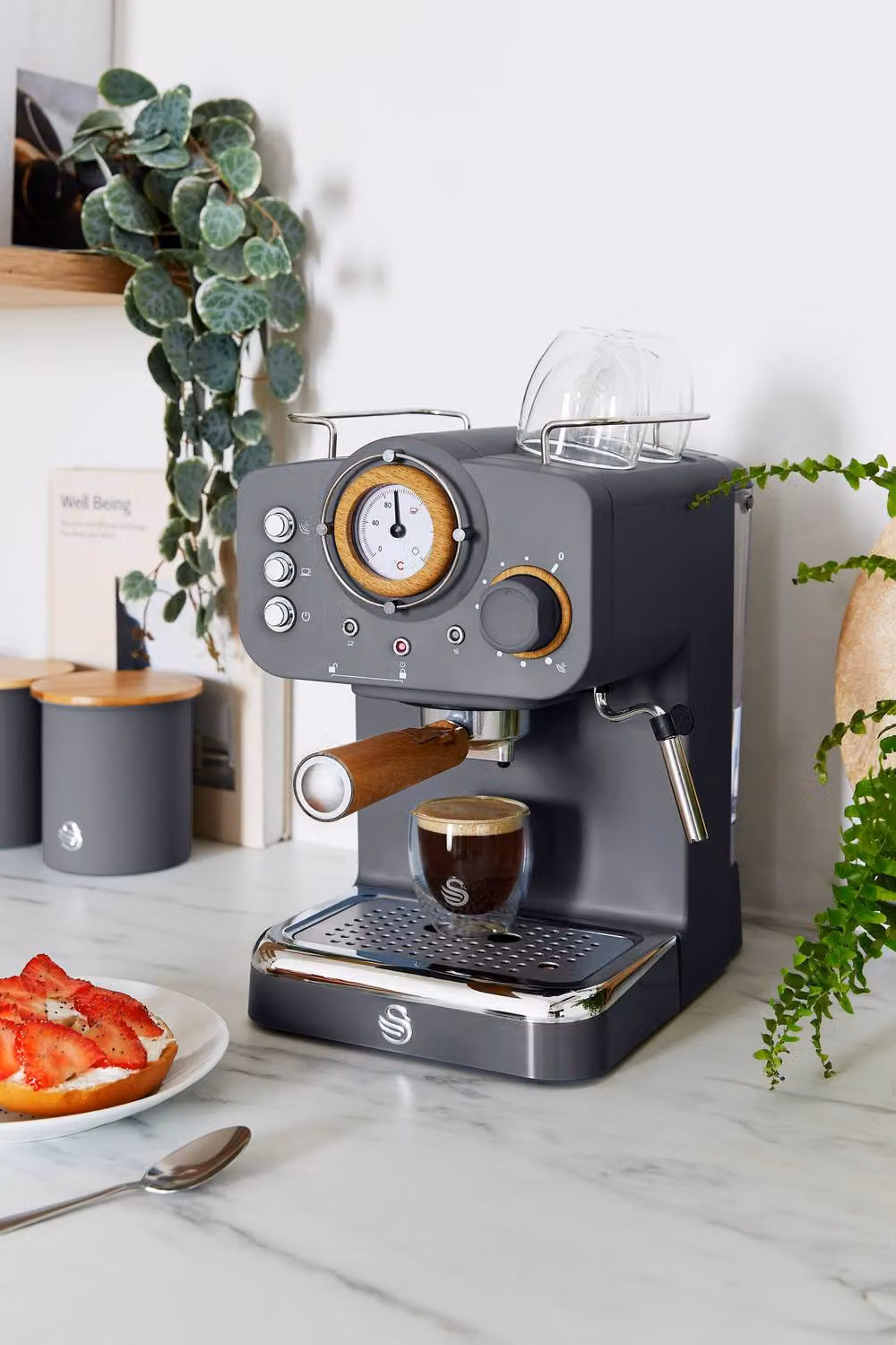 Swan Pump Espresso Coffee Machine in Grey – 2