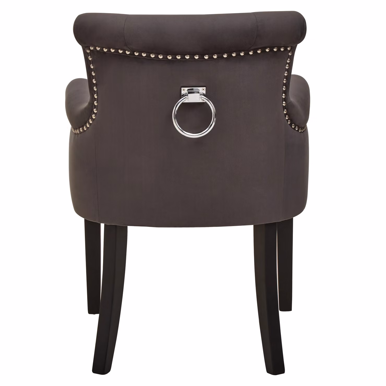 Orsina Ringback Grey Velvet Armchair with Tufting and Rubberwood Legs – 2