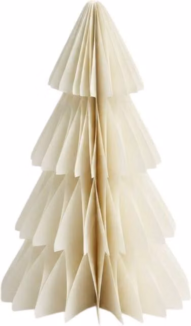Four Candle Set of 3 Winter White Paper Christmas Trees, Height: 20 cm