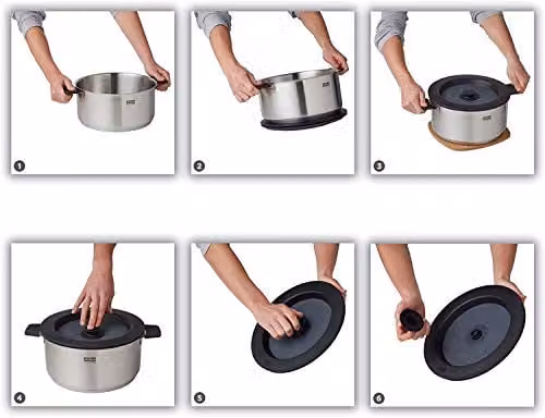 Kuhn Rikon 3 Piece Stainless Steel Uncoated Cookware Set with Silicone Lids in Silver – 3