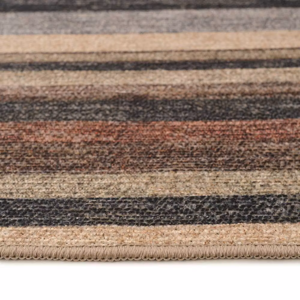Kukoon Striped Jute Distressed Area Rug in Beige and Brown, W/D/H: 120 x 170 cm – 5