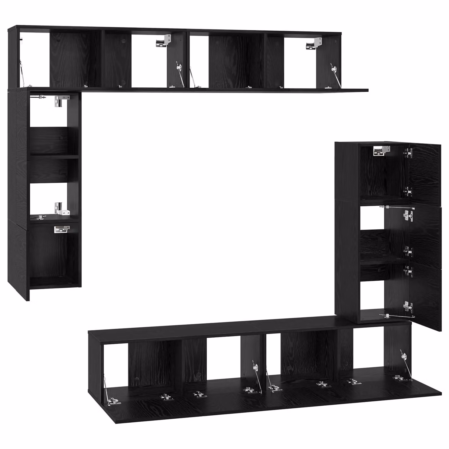 Berkfield Home 8-Piece Modern Wall Mounted TV Cabinet Set in Black Oak, W/D/H: 80 x 30 x 30 cm – 2