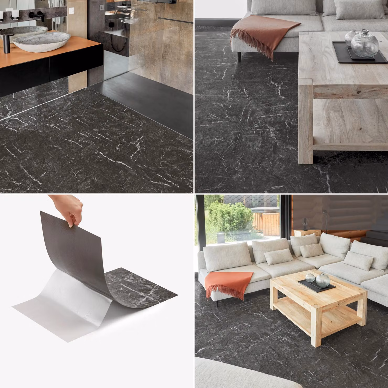 Novecrafto Self Adhesive Marble Black Vinyl Floor Tiles, 30 Pieces, Covers 5.57 m², W: 30.48 cm, H: 60.96 cm – 7
