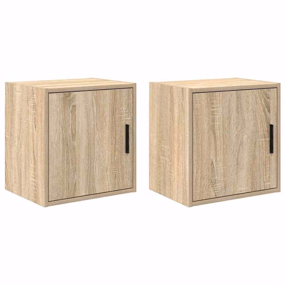 Berkfield Home Wall Mounted Garage Cabinets, 2 Piece Set in Sonoma Oak Brown Engineered Wood – 2