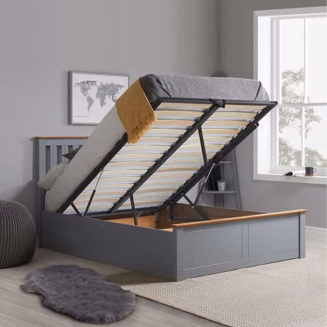 Birlea Phoenix Nebula Small Double Ottoman Bed and Mattress Bundle in Stone Grey