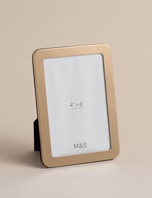 M&S Minimalist Single Rectangular Metal Tabletop Photo Frame in Gold or Bronze, 10.16 x 15.24 cm