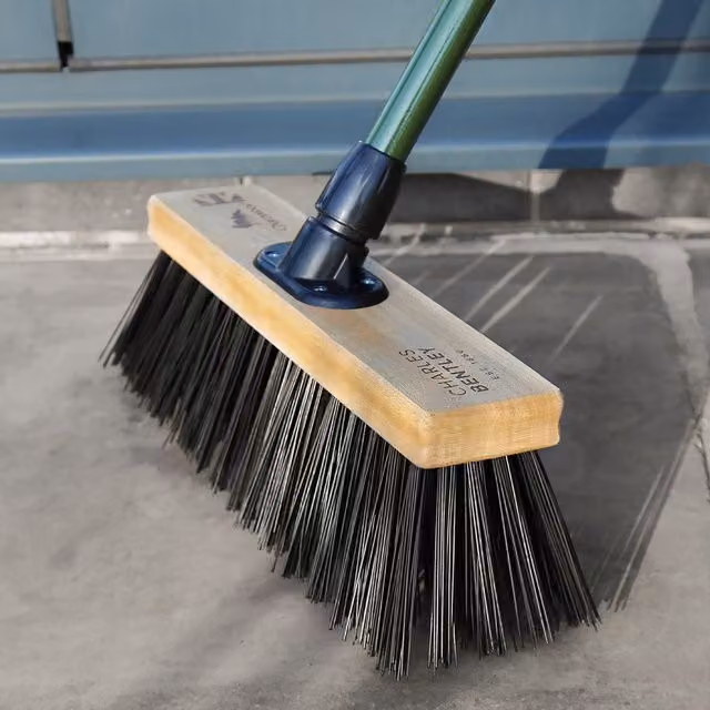Charles Bentley Charnwood 14 inch Heavy Duty PVC and Wood Garden Broom in Black – 1