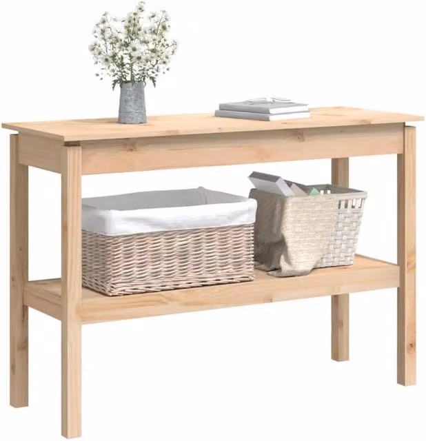 Berkfield Home Beautiful Console Table in Beige Solid Pine, W/D/H: 110 x 40 x 75 cm